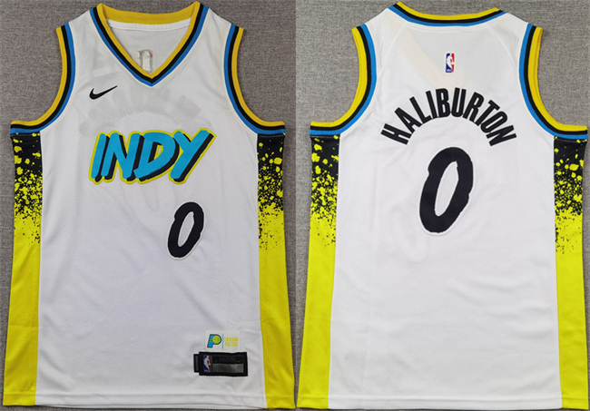 Youth Indiana Pacers #0 Tyrese Haliburton White 2024/25 City Edition Stitched Basketball Jersey